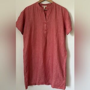 NEW Eileen Fisher Women’s Coral Button Down Shirt Dress